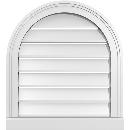 Ekena Millwork Round Top Surface Mount PVC Gable Vent: Functional, w/ 2"W x 2"P Brickmould Sill Frame, 20"W x 22"H GVPRT20X2203SF